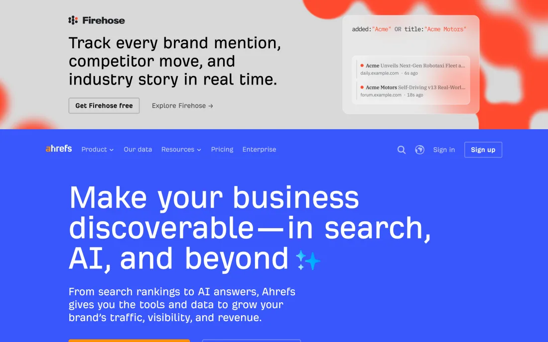 Ahrefs homepage