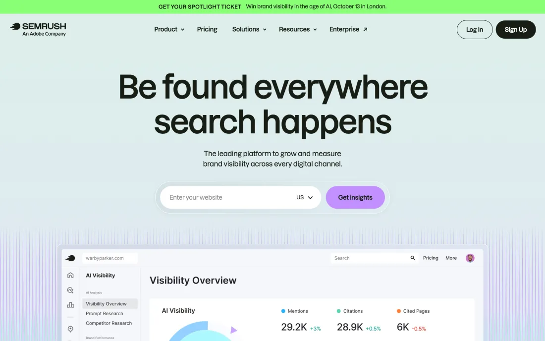 Semrush homepage
