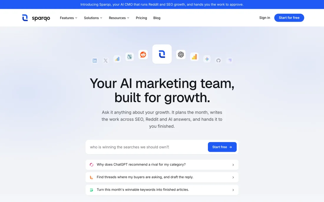 Sparqo homepage