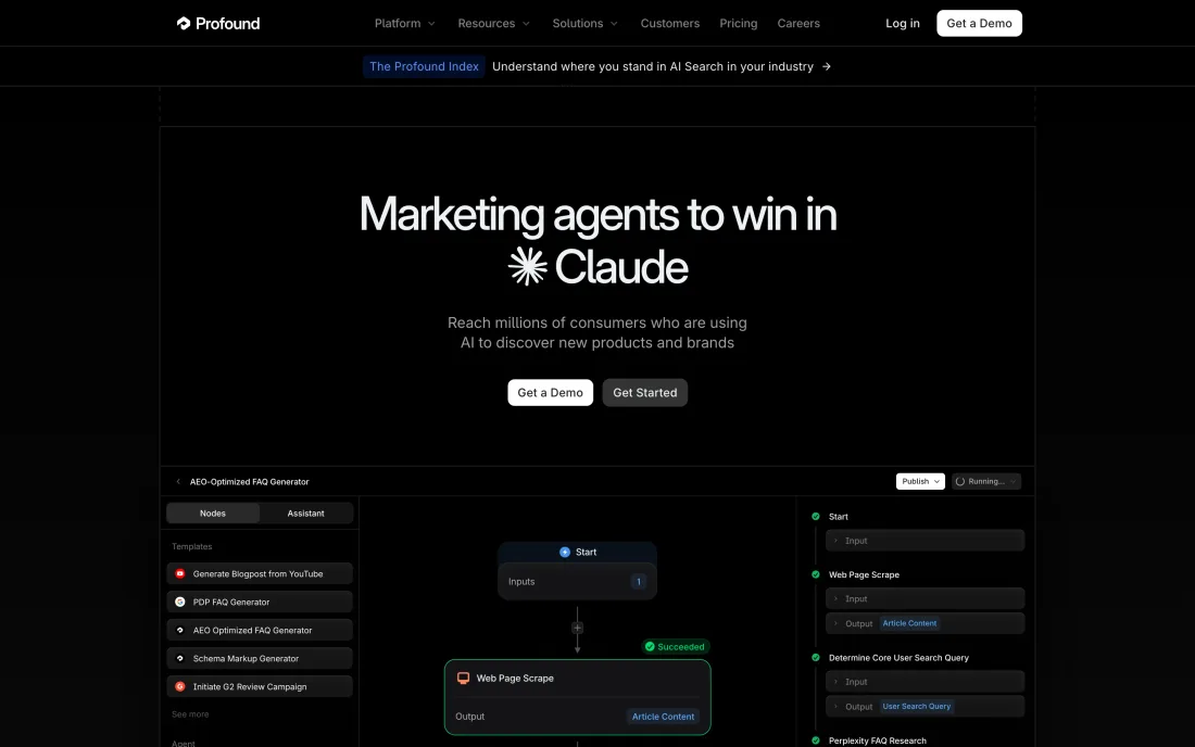 Profound homepage